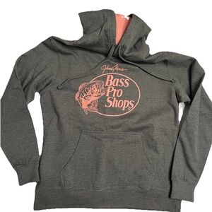 Bass Pro Shops Charcoal Hoodie with Coral Logo
Womens Sz S Johnny Morris